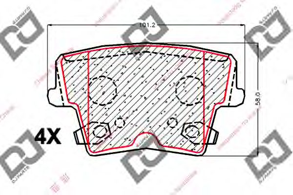 Колодки тормозные дисковые | зад | - DJ PARTS BP1919