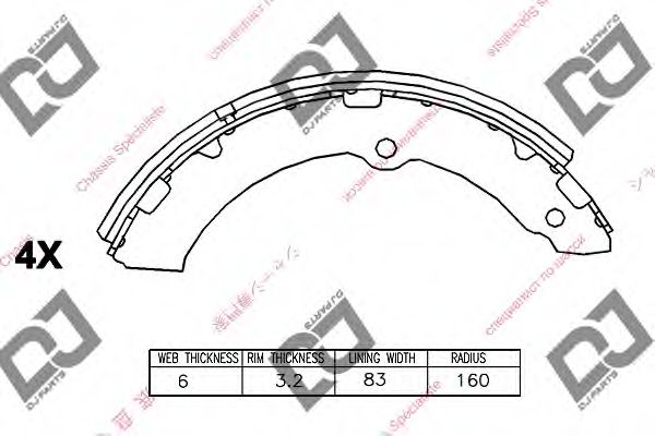 Комплект тормозных колодок | зад | - DJ PARTS BS1051