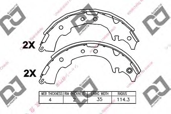 Комплект тормозных колодок | зад | - DJ PARTS BS1244