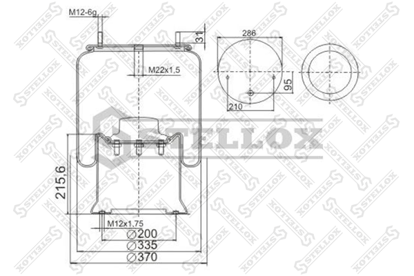 Пневмоподушка со стаканом SAF - Stellox 90-29261-SX