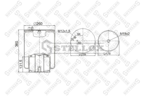 Пневмоподушка со стак.4884N1P01  MAN TGA HCV - Stellox 90-48841-SX