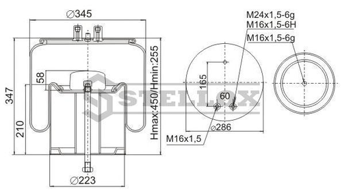 Пневмоподушка со стаканом RVI HCV - Stellox 90-49111-SX