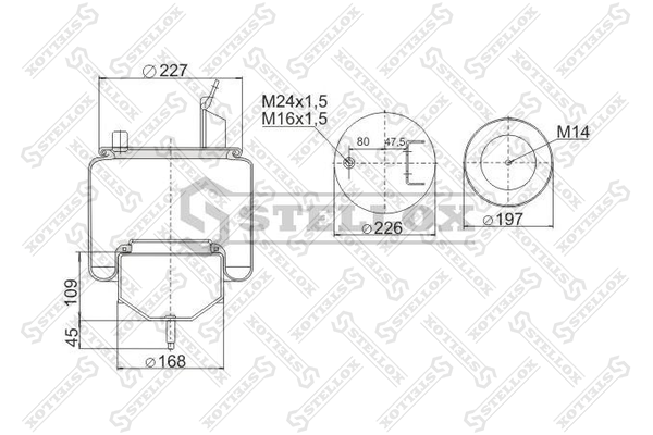 Пневмоподушка со стаканом Volvo HCV - Stellox 90-64201-SX