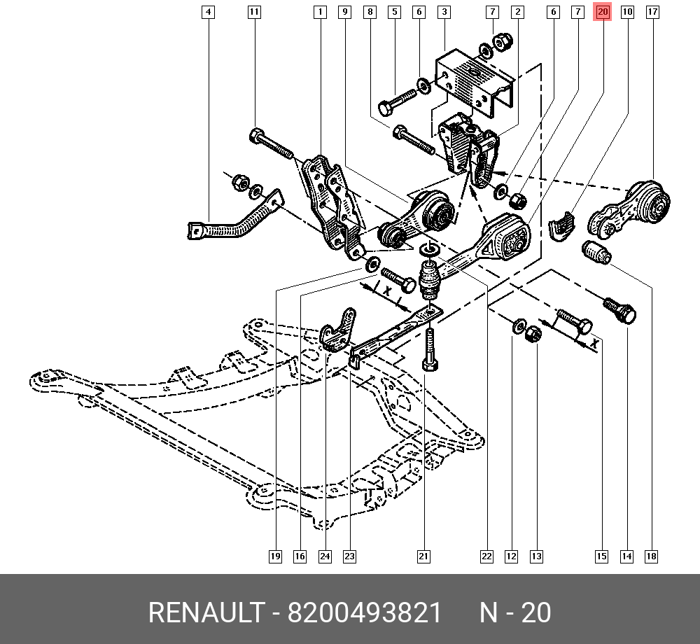 Подушка двигателя | зад | - Renault 8200493821