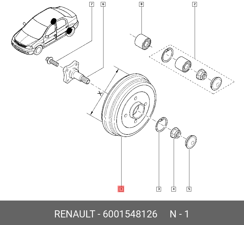 Барабан тормозной  - Renault 6001548126