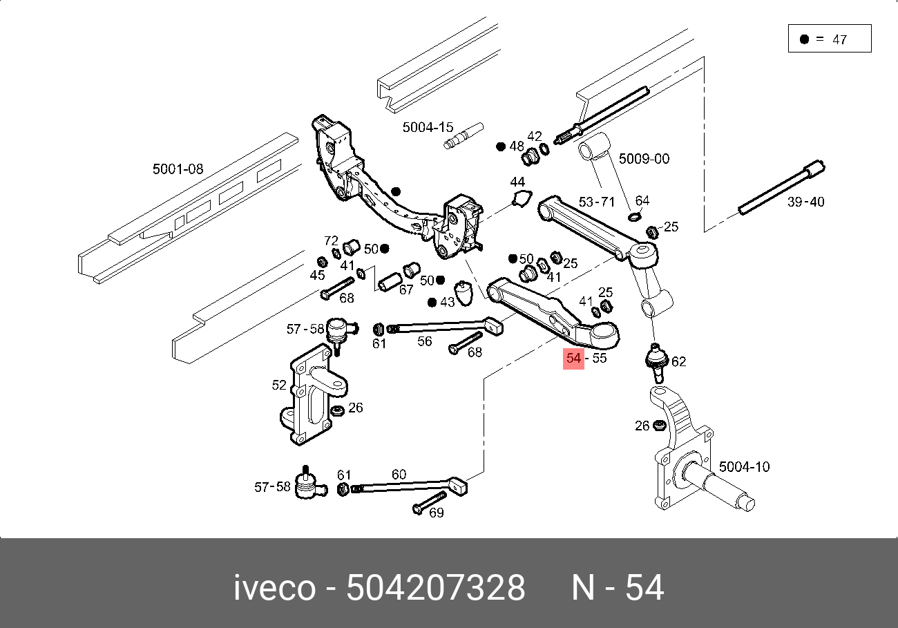 Рычаг подвески нижний левый daily 2006 - Iveco 504207328