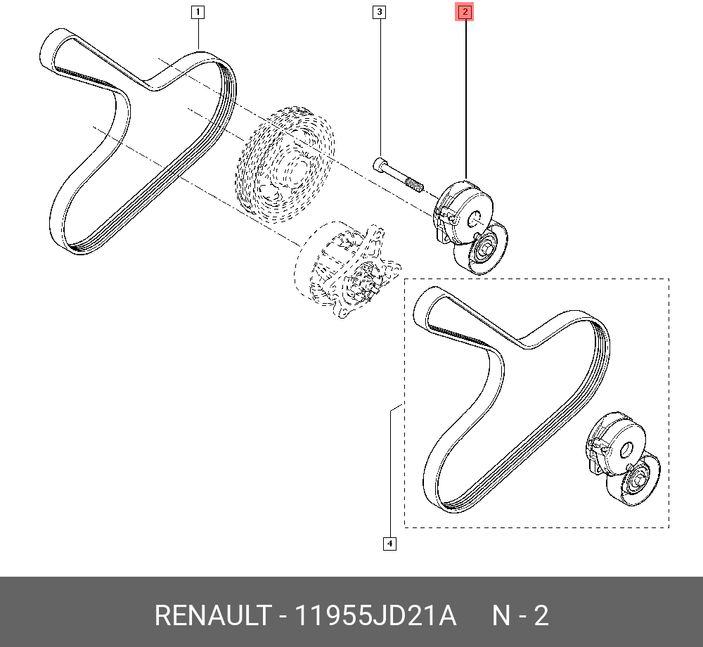 Ролик натяжителя приводного ремня - Renault 11955JD21A