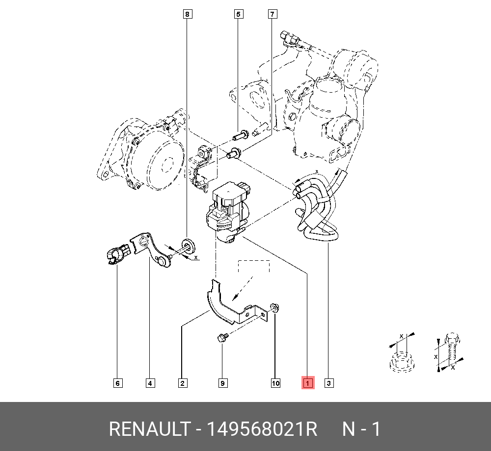 Преобразователь давления, управление ОГ - Renault 149568021R