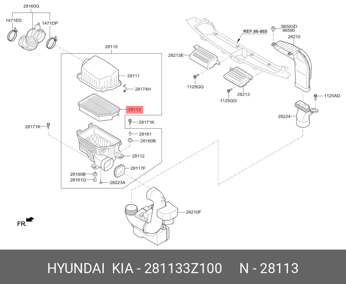 Фильтр воздушный - Hyundai/Kia 28113-3Z100