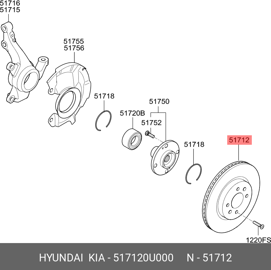 Диск тормозной | перед | - Hyundai/Kia 51712-0U000