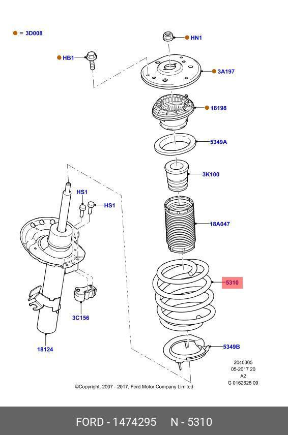 Пружина ходовой части | перед | - Ford 1474295