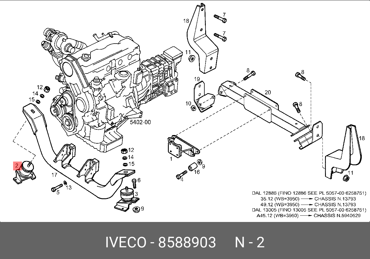 Подушка двигателя | прав | - Iveco 8588903