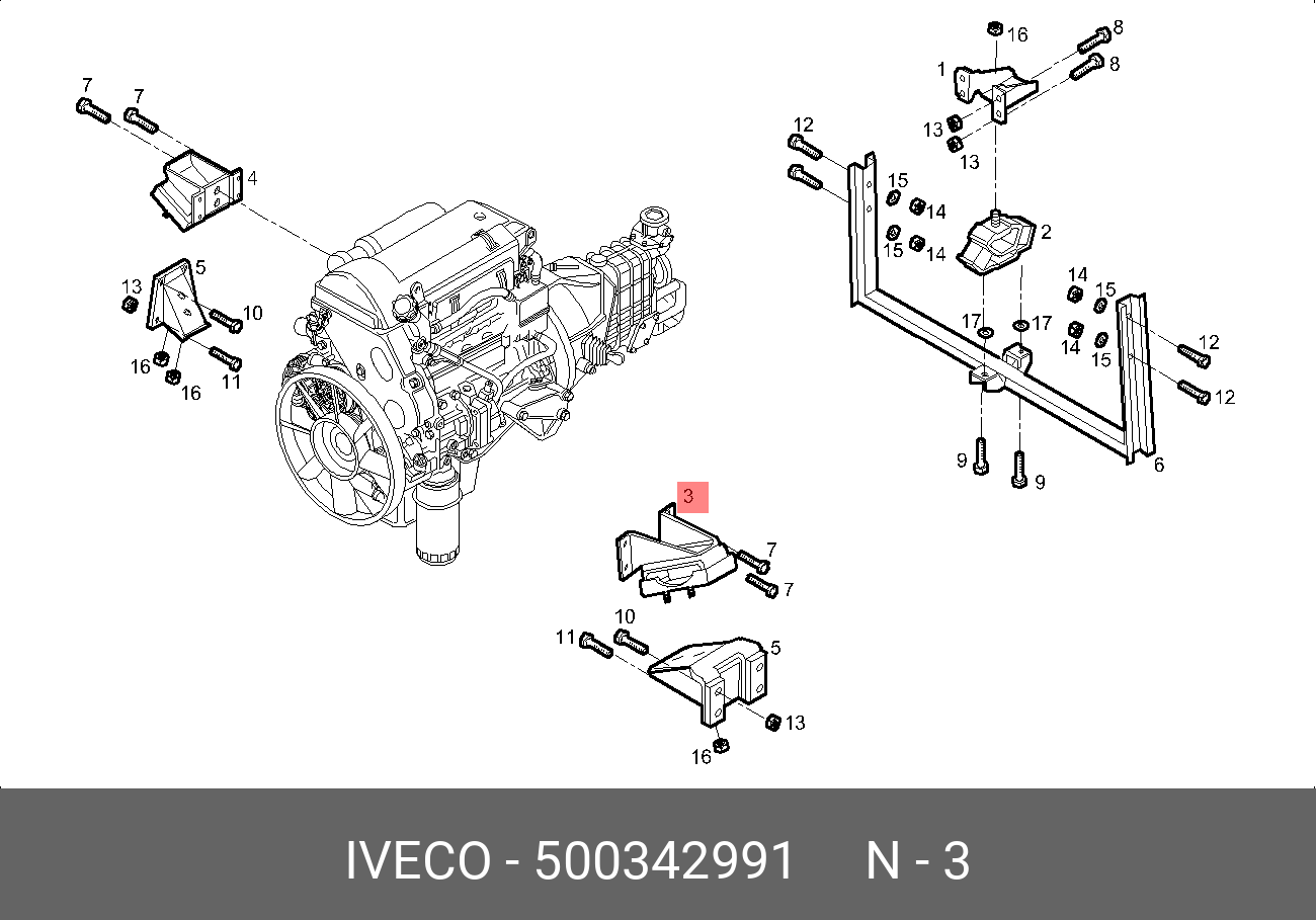 Опора ДВС левая daily - Iveco 500342991