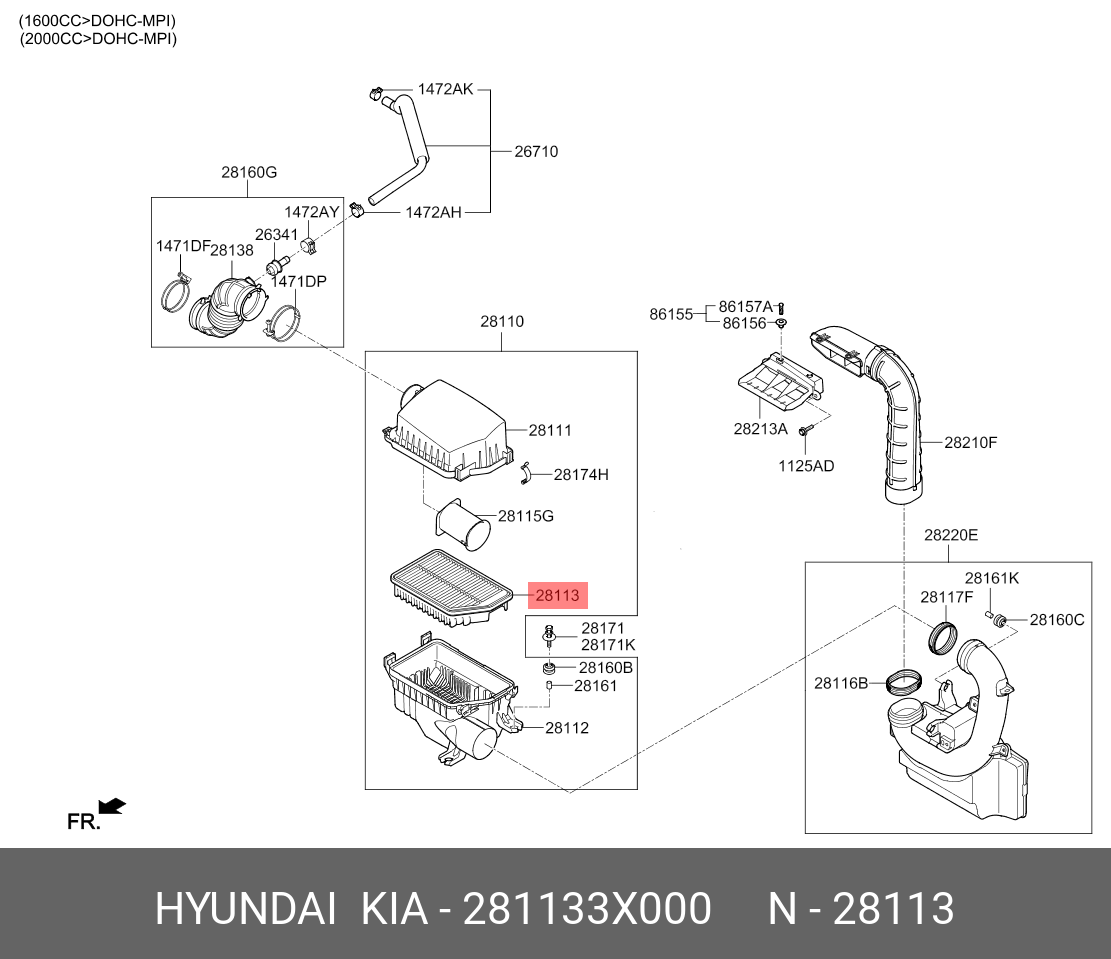 Фильтр воздушный - Hyundai/Kia 28113-3X000