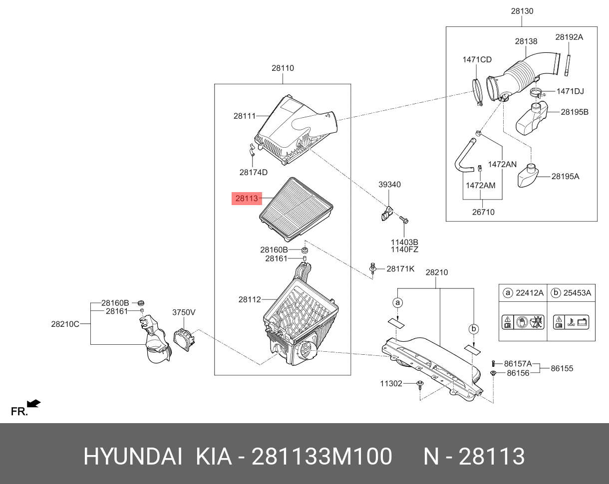 Фильтр воздушный - Hyundai/Kia 281133M100