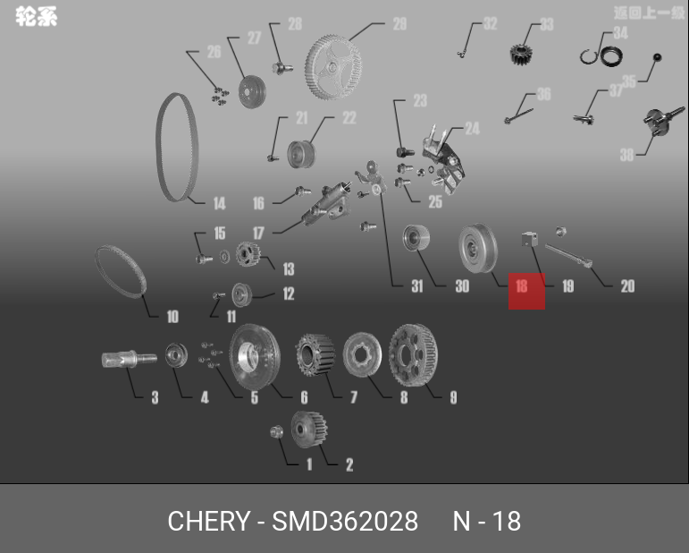 Натяжной ролик, поликлиновой ремень - Chery/Exeed SMD362028