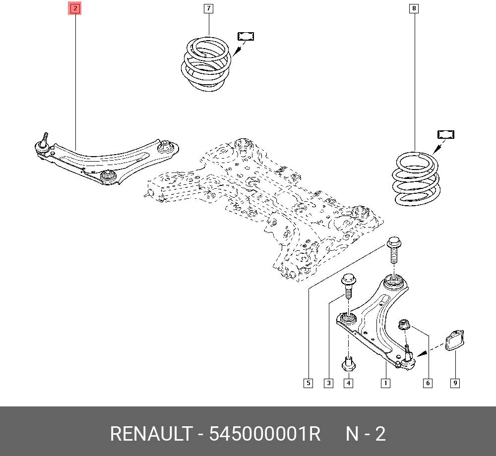 Рычаг подвески | перед прав | - Renault 545000001R
