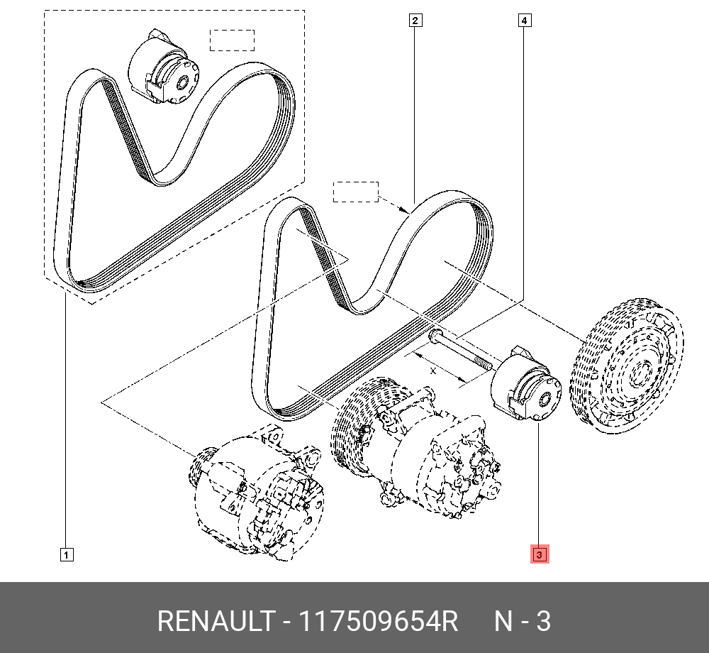 Натяжитель ремня навесного оборудования - Renault 117509654R