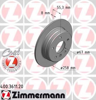 Диск тормозной | зад | - Zimmermann 400361120