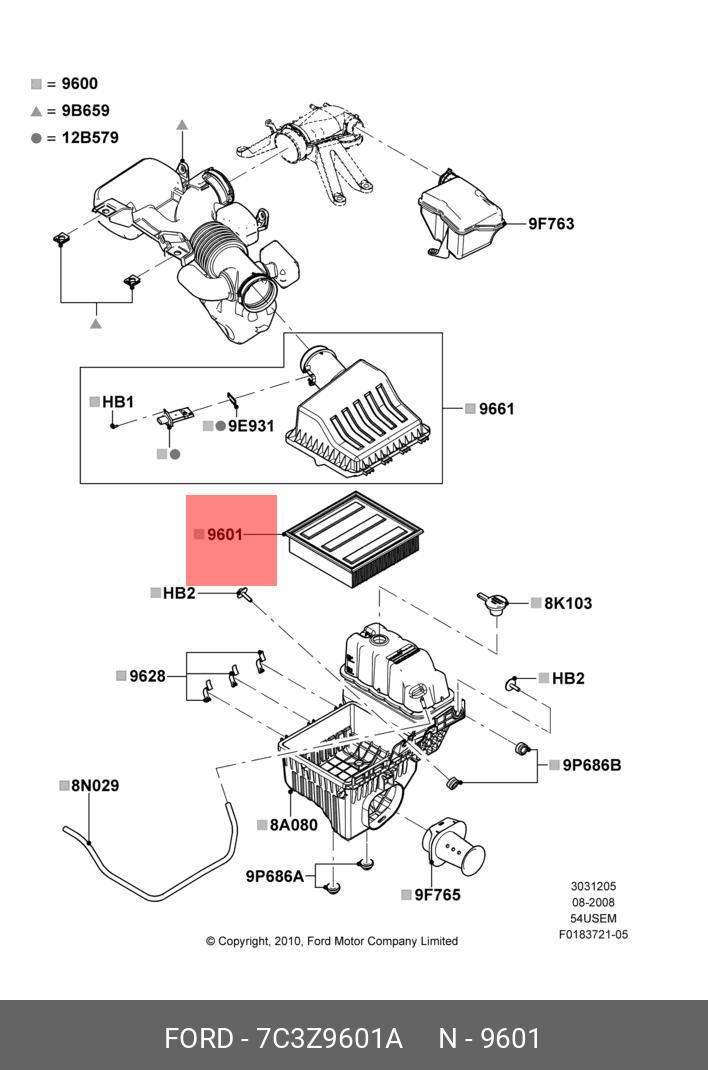 Фильтр воздушный - Ford 7C3Z9601A