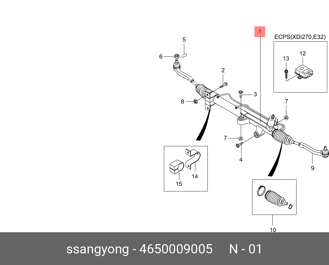 Рулевая рейка с тягами гидравлическая - Ssangyong 4650009005