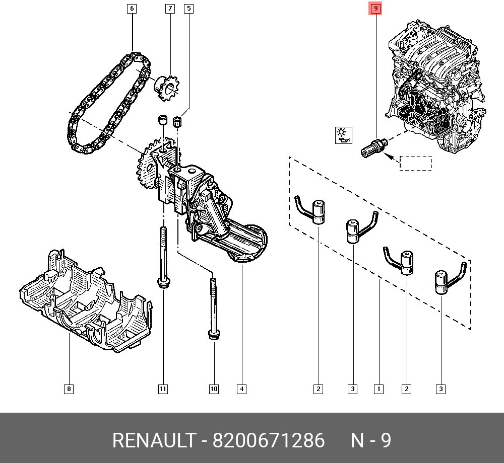 Датчик давления масла - Renault 8200671286