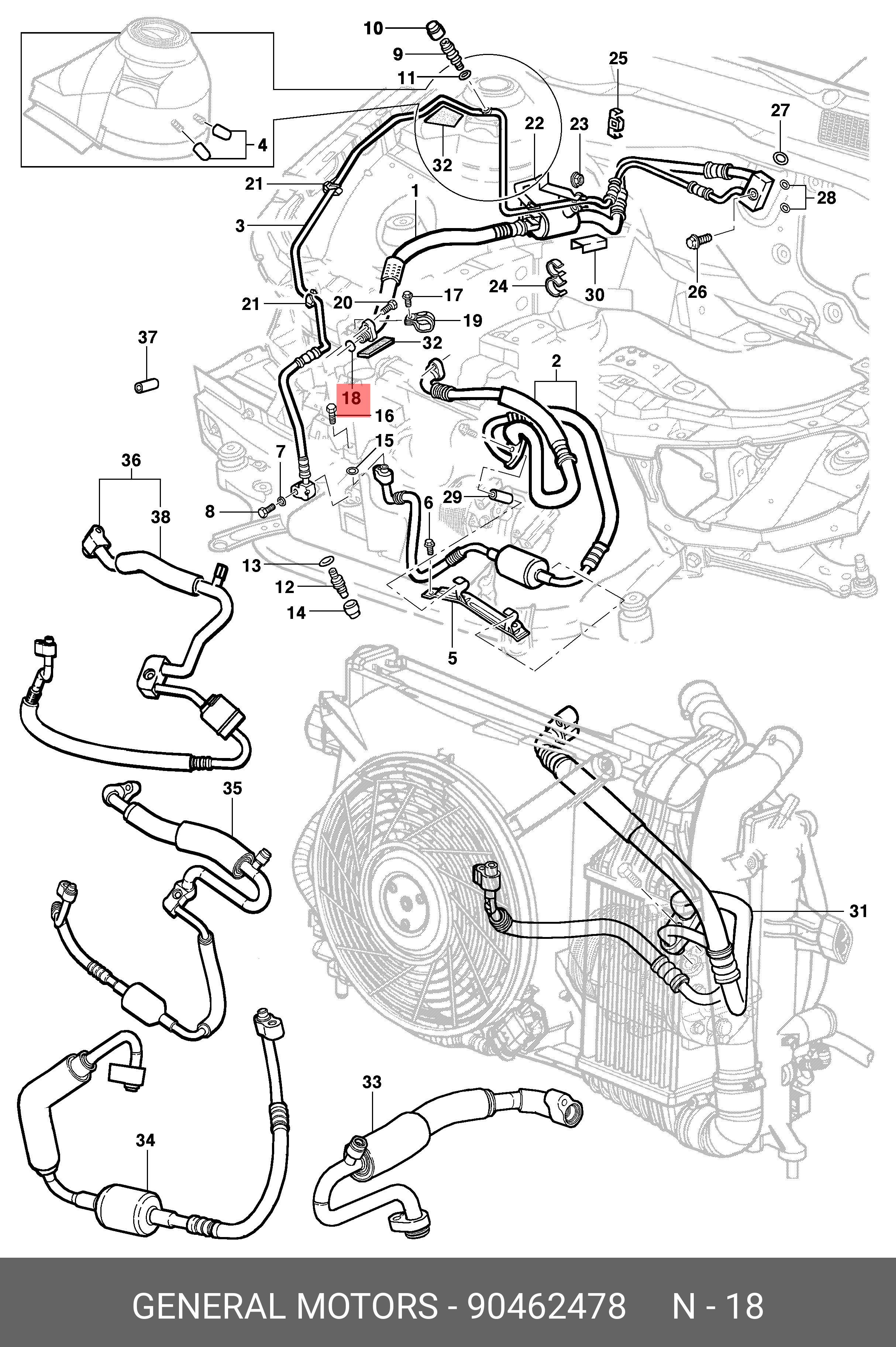 Комплект прокладок - GM 90462478