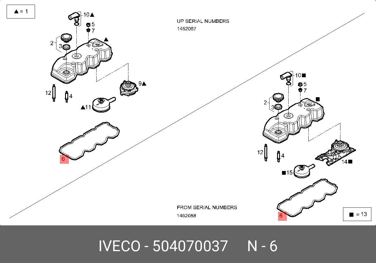 Прокладка клапанной крышки - Iveco 504070037