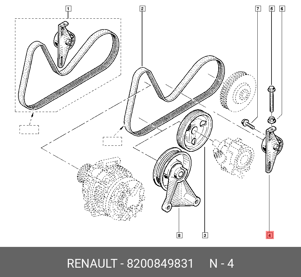 Ролик натяжной приводного ремня - Renault 8200849831