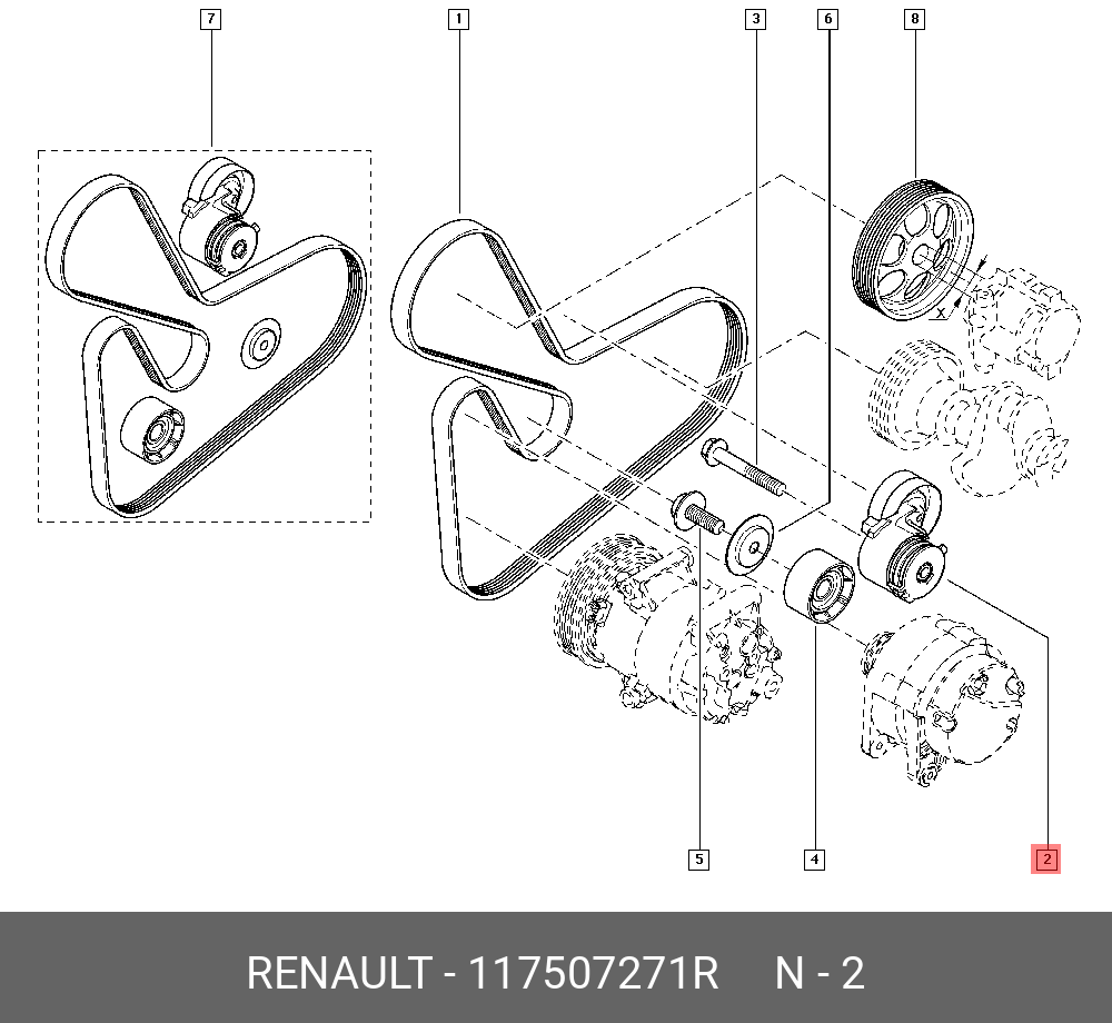 Ролик натяжной приводного ремня  - Renault 117507271R