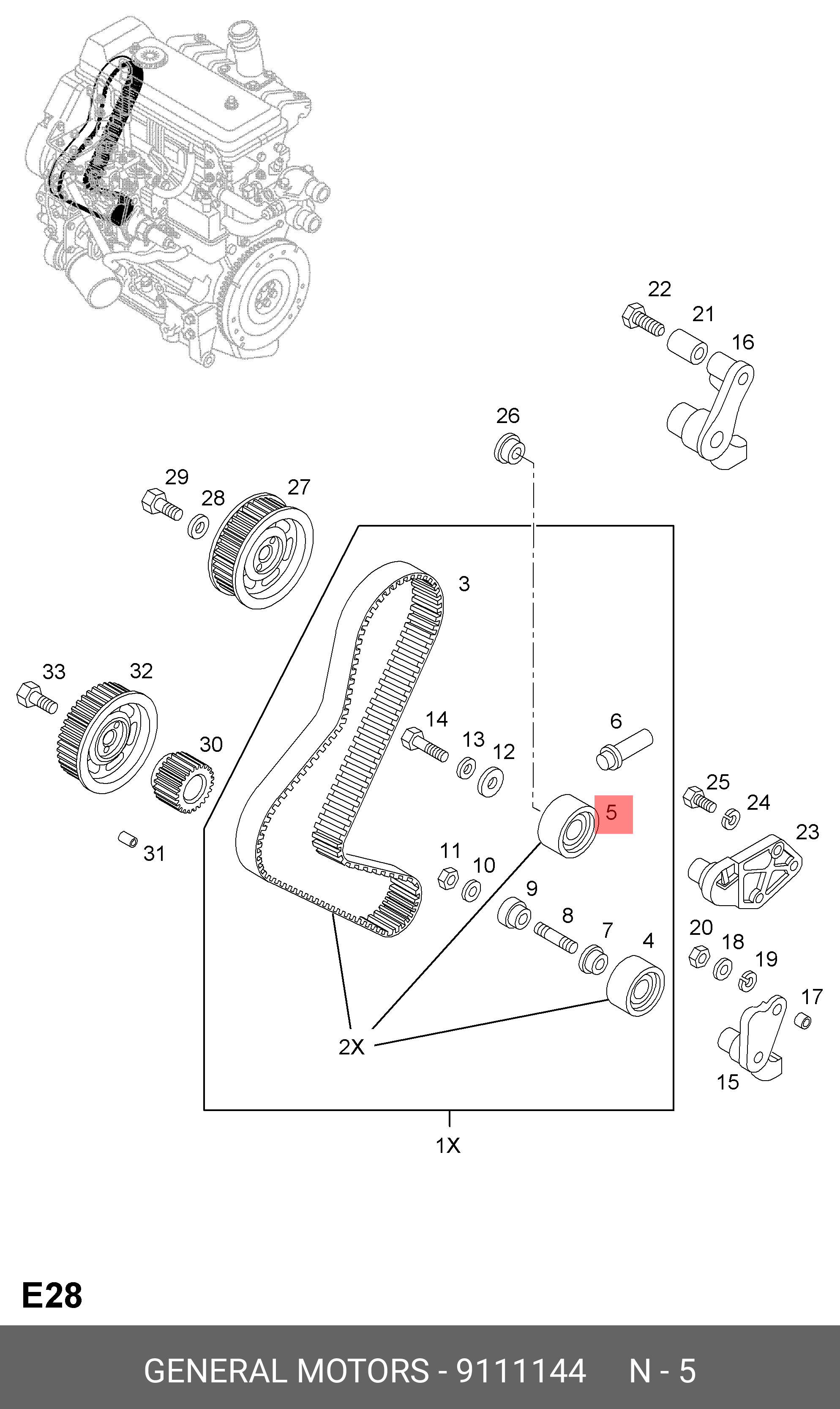 Ролик натяжной ГРМ - GM 9111144