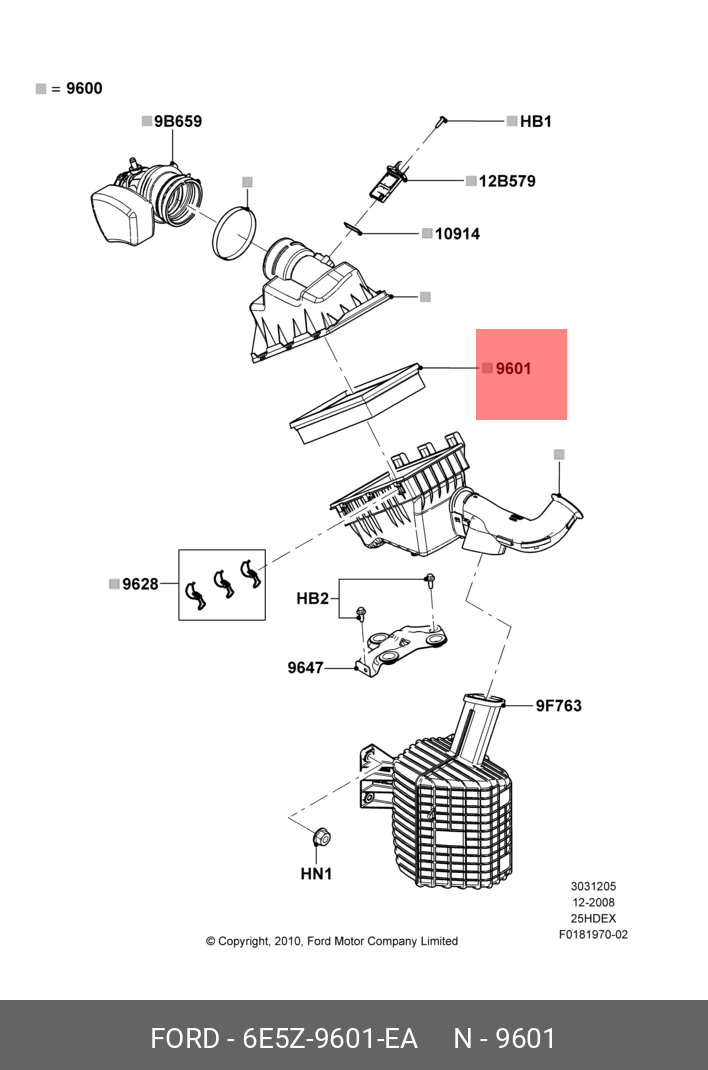 Фильтр воздушный - Ford 6E5Z9601EA