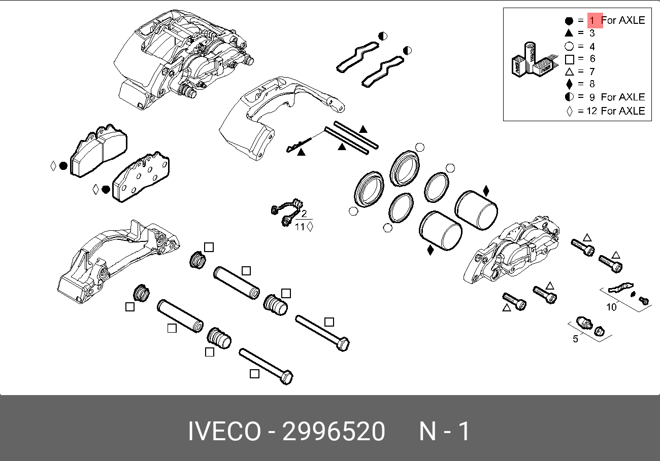 Колодки тормозные eurocargo - Iveco 2996520