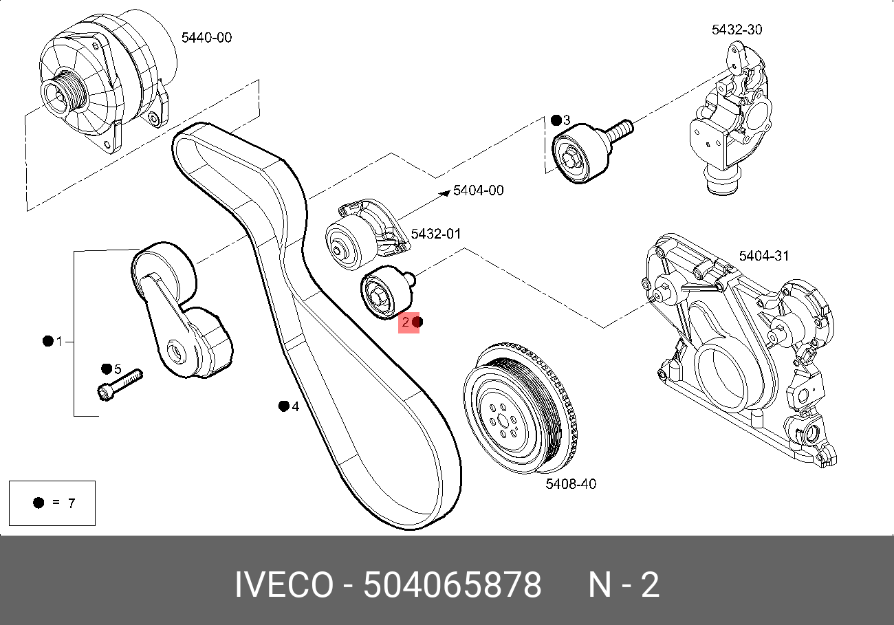 Ролик обводной приводного ремня - Iveco 504065878