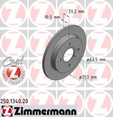 Диск тормозной | зад | - Zimmermann 250134020