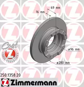 Диск тормозной | зад | - Zimmermann 250135820