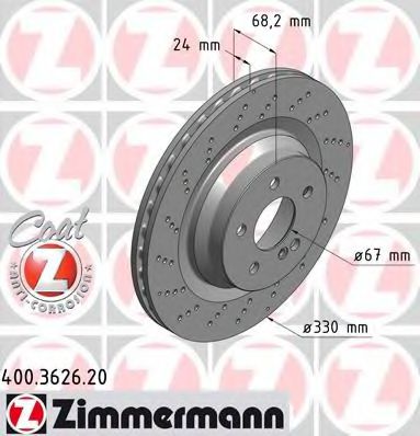 Диск тормозной | зад | - Zimmermann 400362620