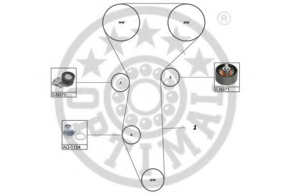 Комплект ремня ГРМ + насос водяной  - Optimal SK-1273AQ2