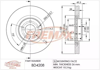 Диск тормозной | перед | - FREMAX BD-4208
