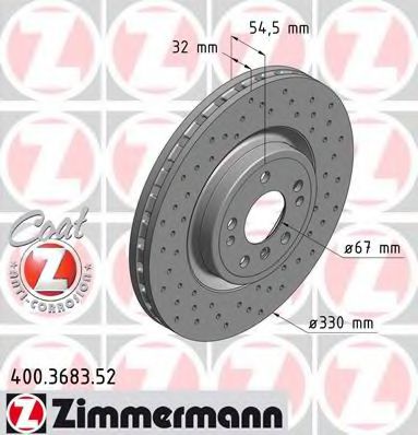 Тормозной диск | перед | - Zimmermann 400.3683.52