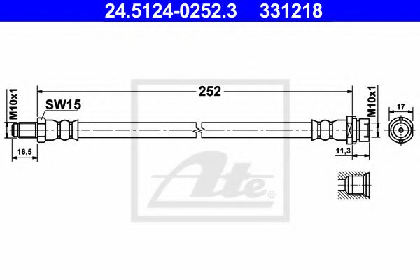 Тормозной шланг - ATE 24.5124-0252.3