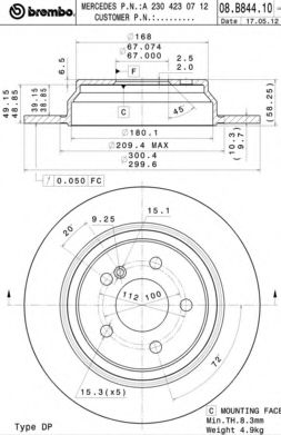 Диск тормозной UV Coated | перед | - Brembo 08.B844.11