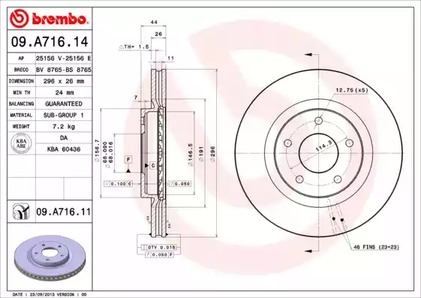 Диск тормозной UV Coated | перед | - Brembo 09.A716.11