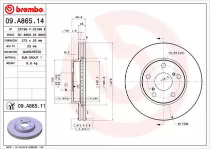 Диск тормозной UV Coated | перед | - Brembo 09.A865.11