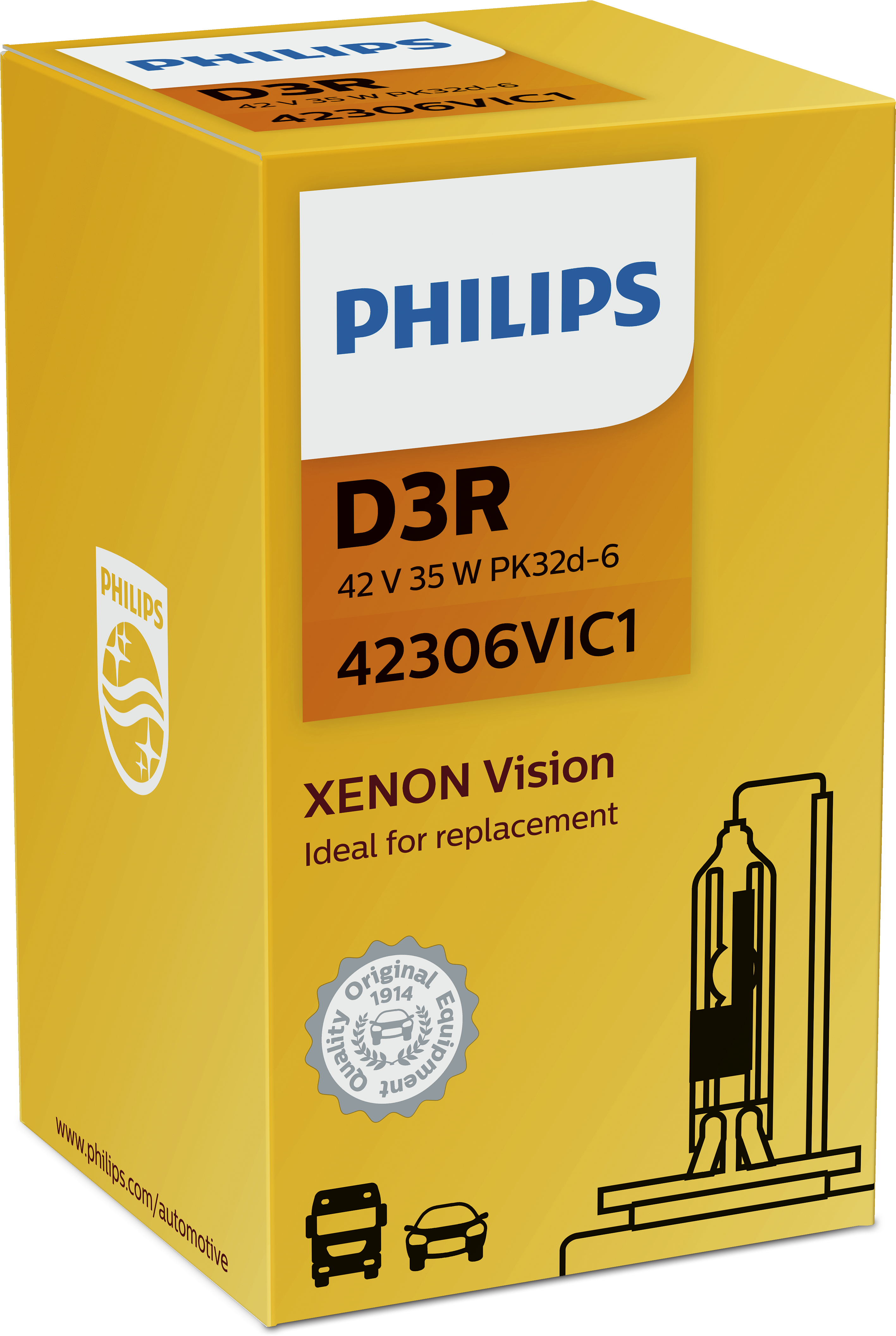 Лампа ксеноновая D3R Vision 4600k 42V 35W PK32d-6 C1 Philips                42306VIC1