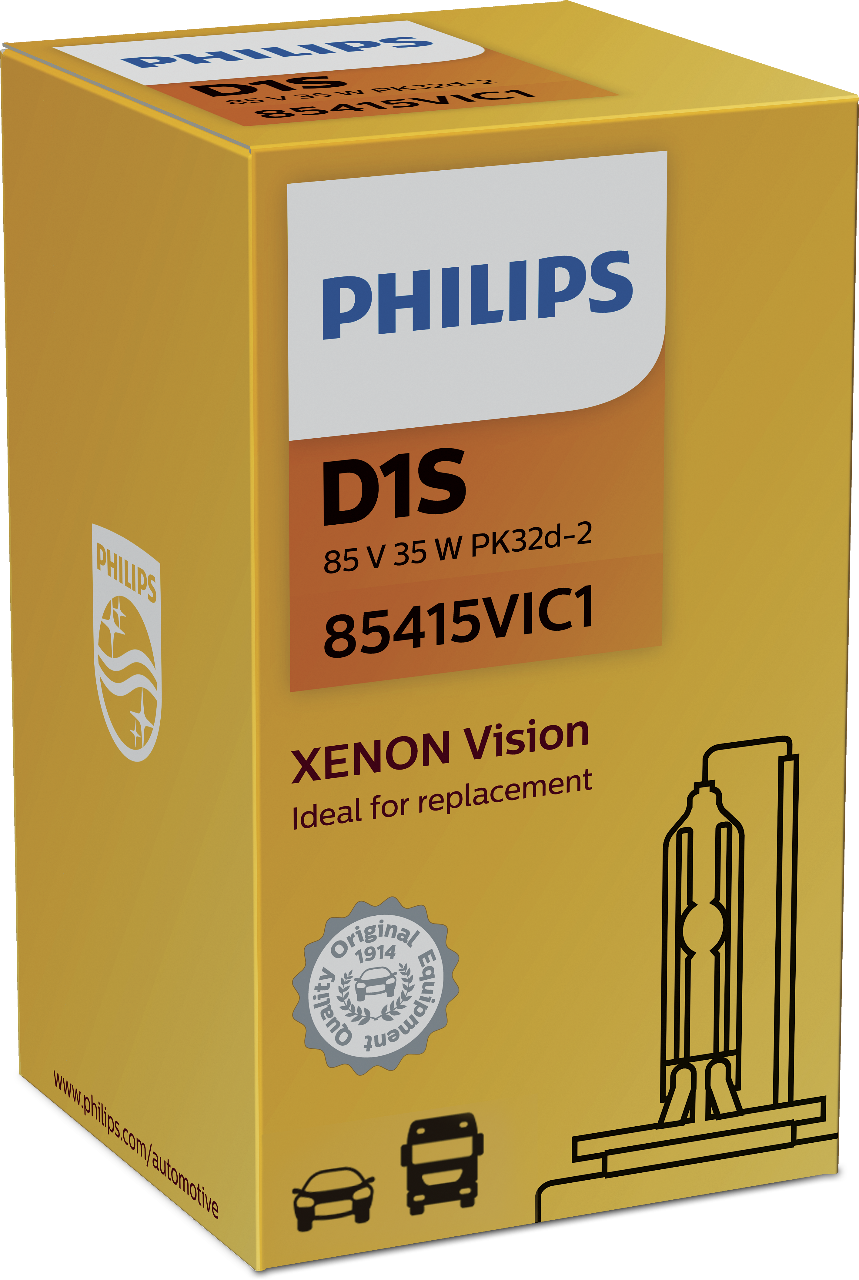 Лампа ксеноновая D1S Vision 4300k 85V 35W PK32d-2 C1 Philips                85415VIC1