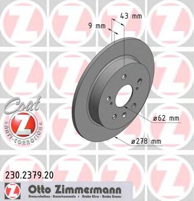 Диск тормозной | зад | - Zimmermann 230.2379.20