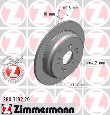 Диск тормозной | зад | - Zimmermann 280.3182.20