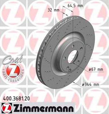 Диск тормозной | перед | - Zimmermann 400.3681.20