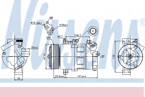 Компрессор, кондиционер - Nissens 89307